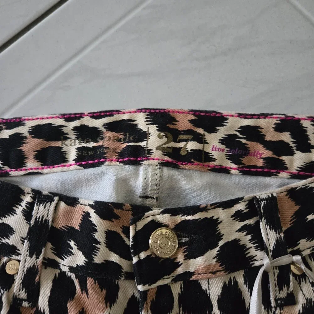NWT Kate Spade Broome Street Leopard Print Skinny Jeans 27